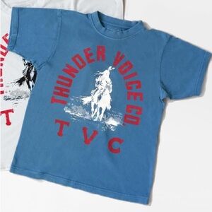 THUNDERVOICE HAT CO. Blue Storm Rider‎ T-Shirt Hand Dyed Size XS